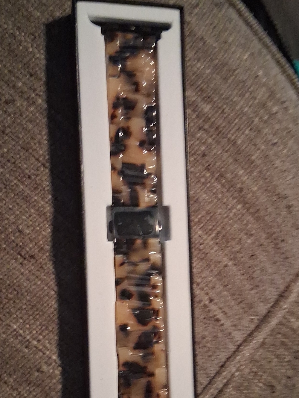 Tortoise Resin Watch Band - Tan & Black Link Strap